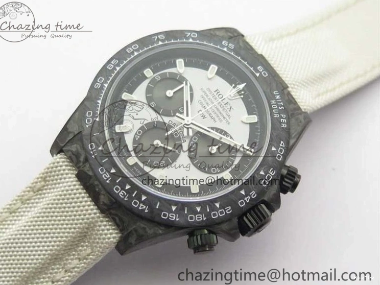 MiroTime 0215 WrinkleFree Daytona DIW Carbon Noob 1:1 Best Edition White Black Dial on Nylon Strap SA 2614